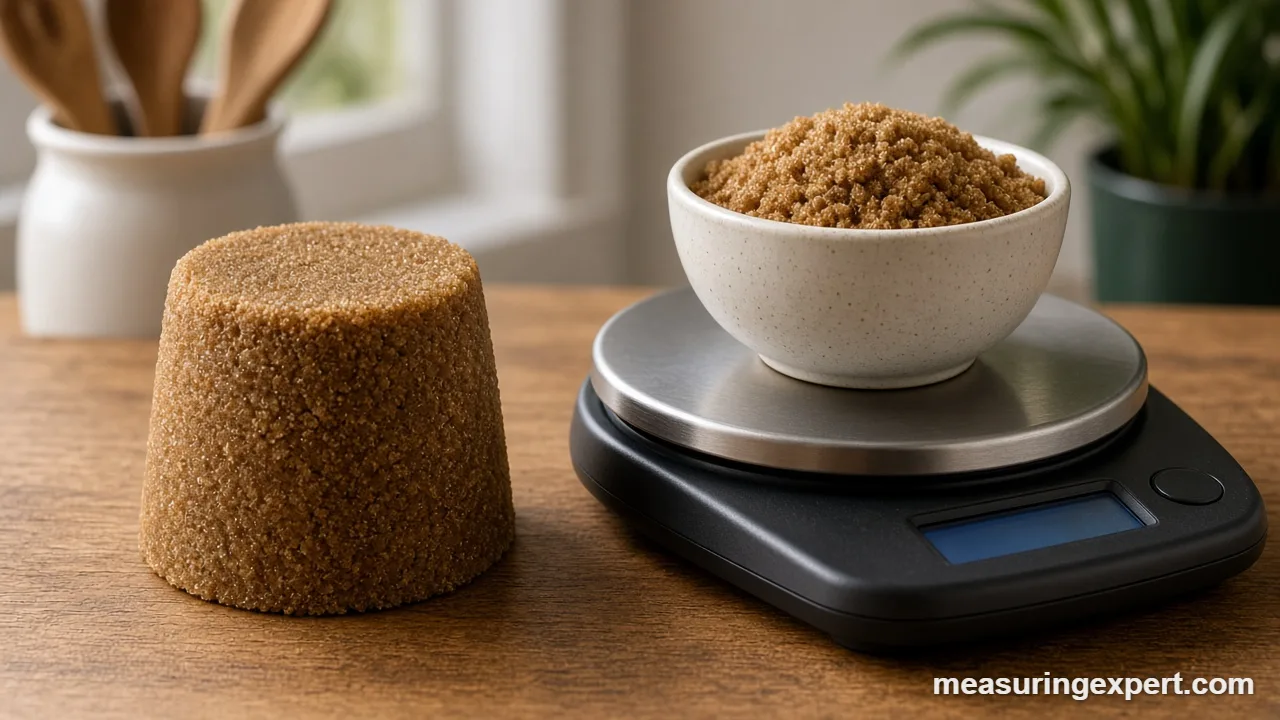 Measure brown sugar on a kitchen scale