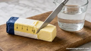 Measure butter with the stick wrapper markings