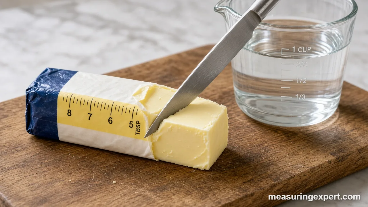 Measure butter with the stick wrapper markings