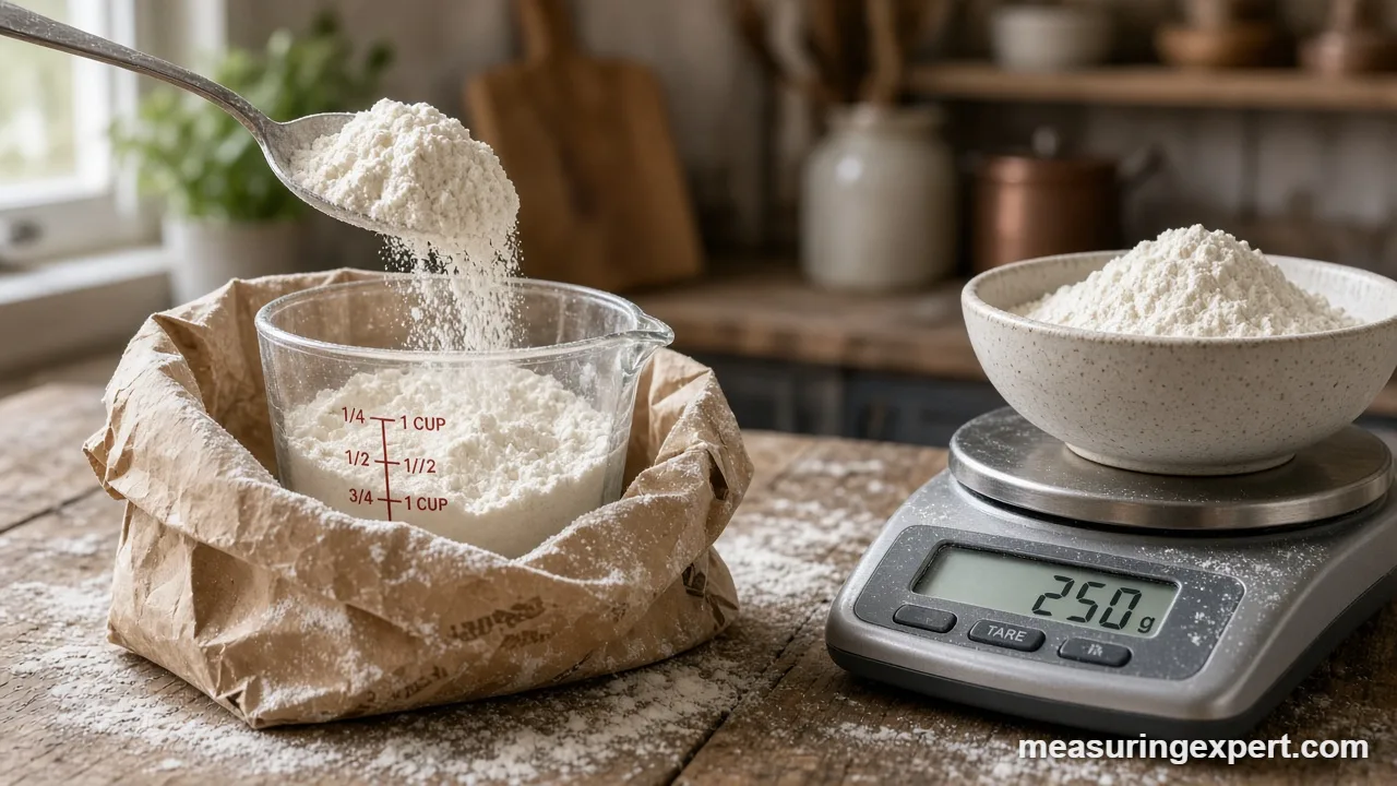Measure flour with a kitchen scale