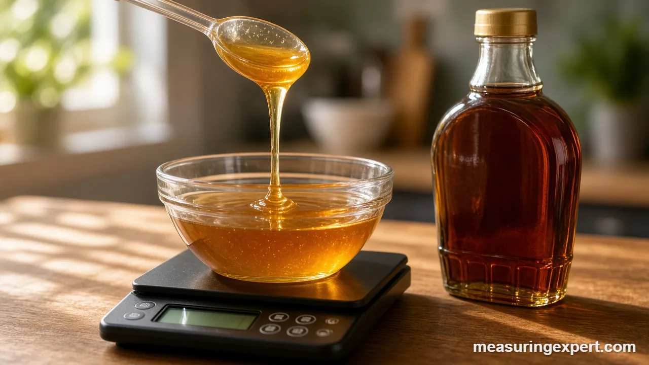 Measure honey or syrup on a kitchen scale