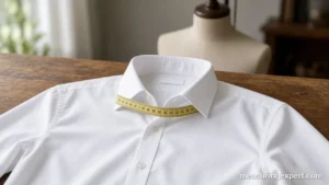 How to measure neck size for a dress shirt with a soft tape measure on the collar
