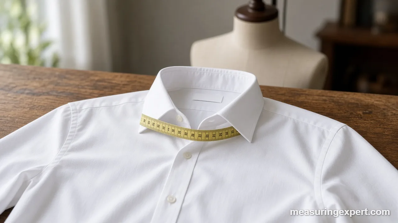 How to measure neck size for a dress shirt with a soft tape measure on the collar
