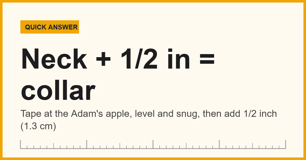 How to measure neck size for a dress shirt: tape at the Adam's apple plus 1/2 inch