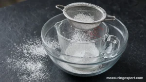 Measure powdered sugar by sifting into a cup