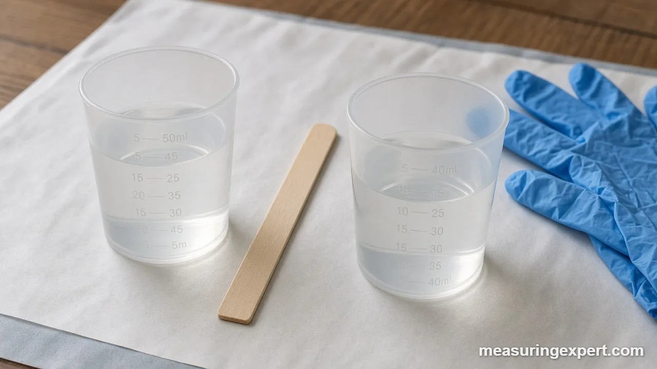 Measure resin by volume in graduated cups