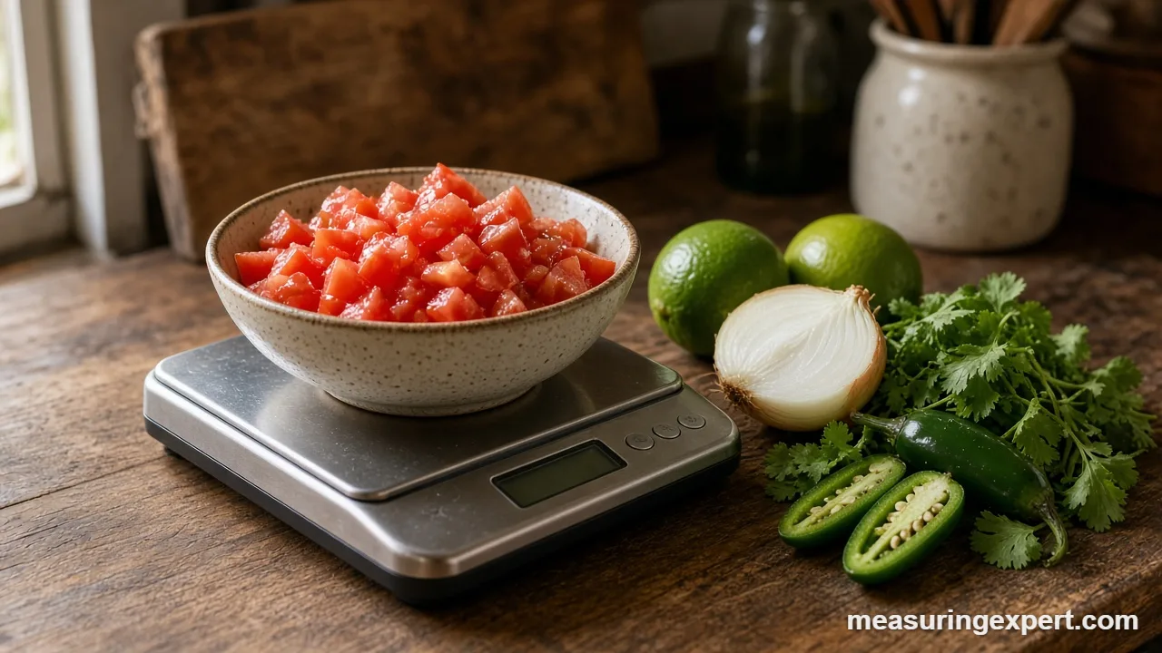 Fresh limes, jalapenos and cilantro ready to measure for salsa