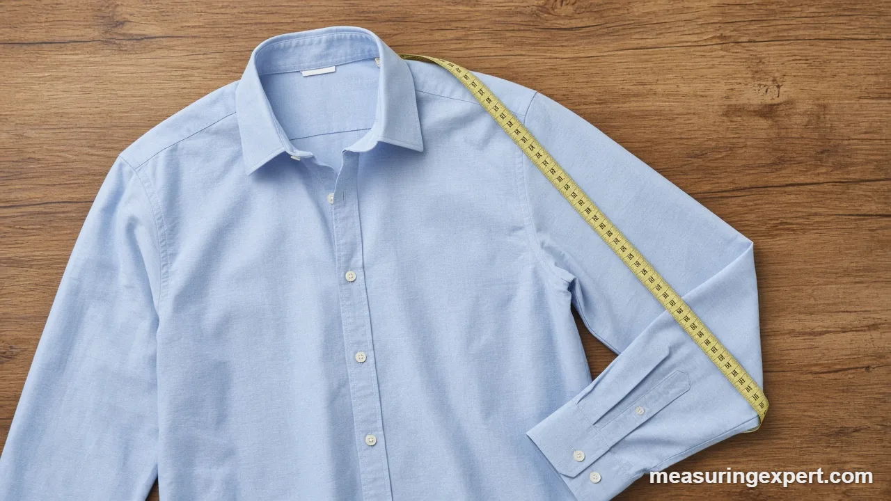 Shirt sleeve and cuff with a soft tape measure on a table