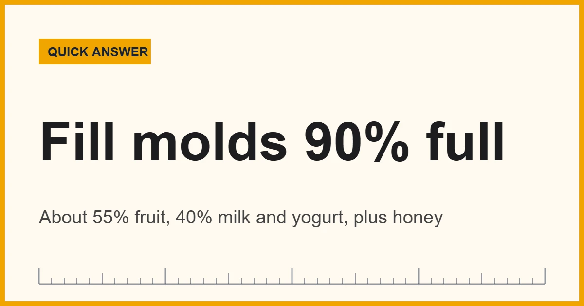 Smoothie popsicles formula: weigh fruit, milk and honey and fill molds 90 percent