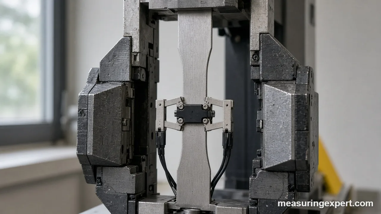 Measure stress and strain using a strain gauge bonded to a metal part