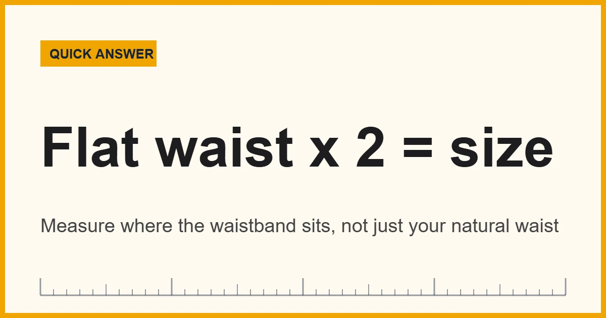 How to measure waist for pants: tape level where the waistband sits, or a flat waistband measured and doubled