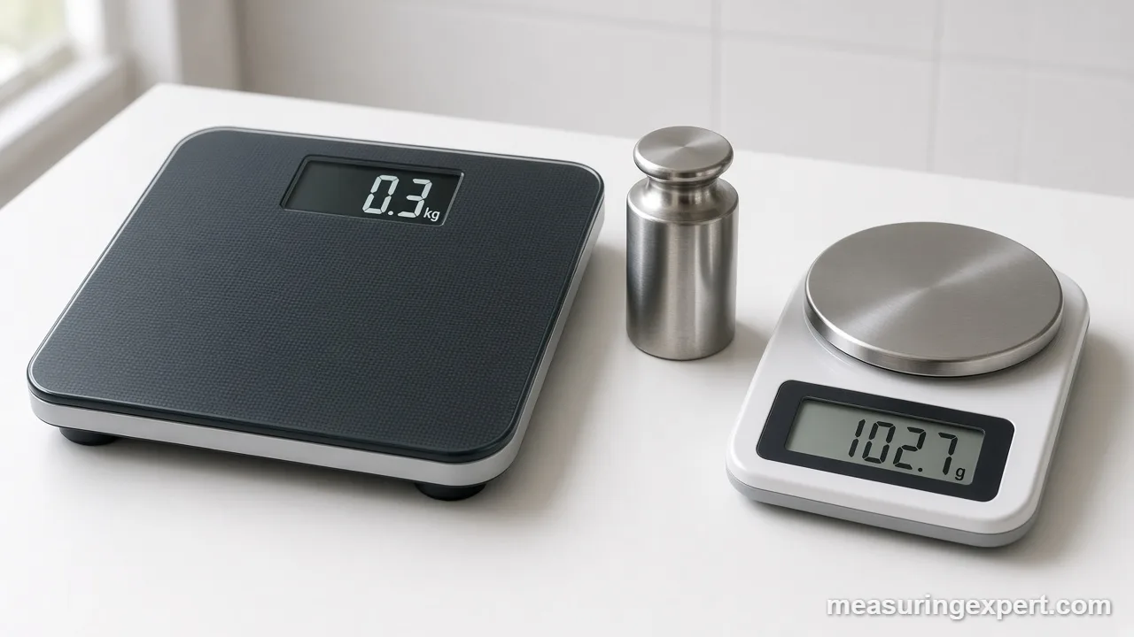 Measurement bias on a scale checked with a calibration weight