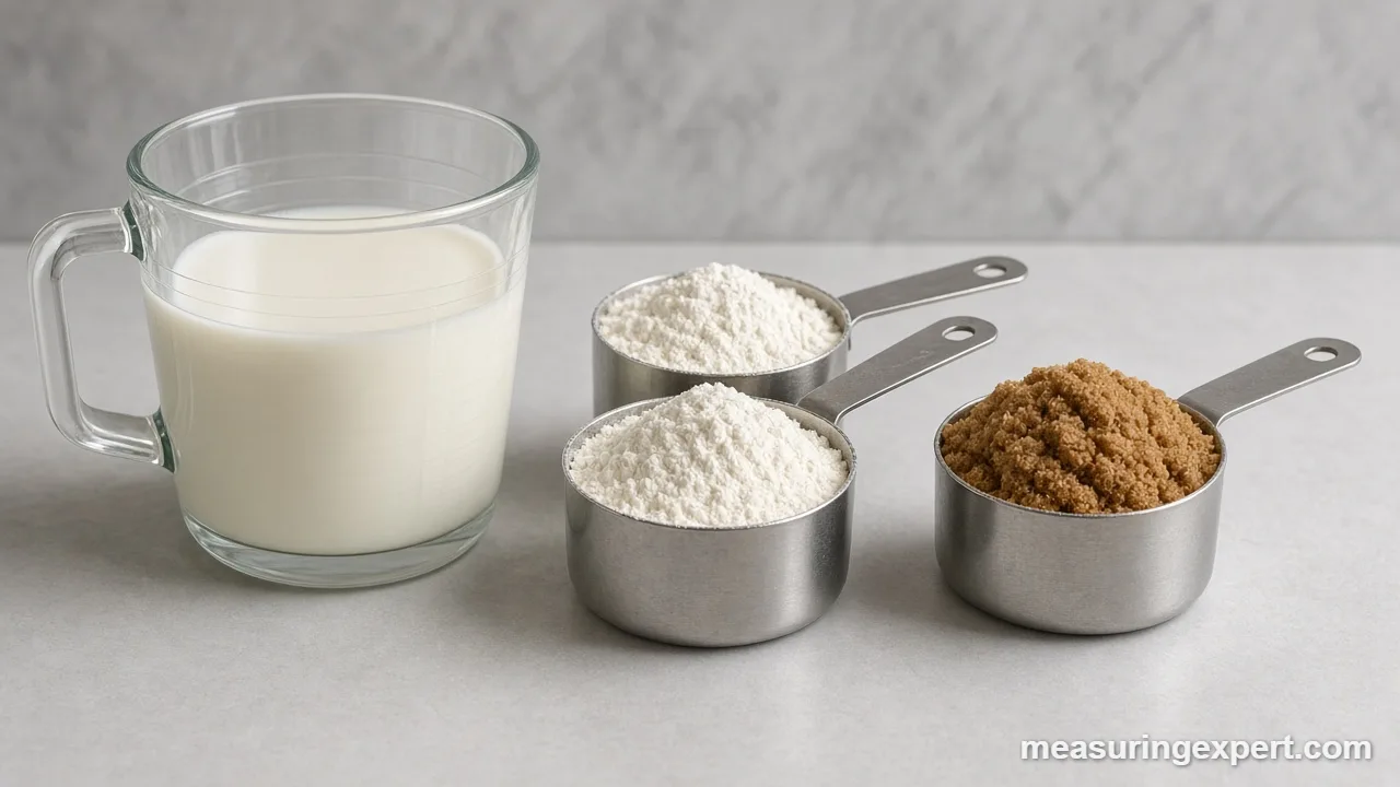 Packing brown sugar into a measuring cup