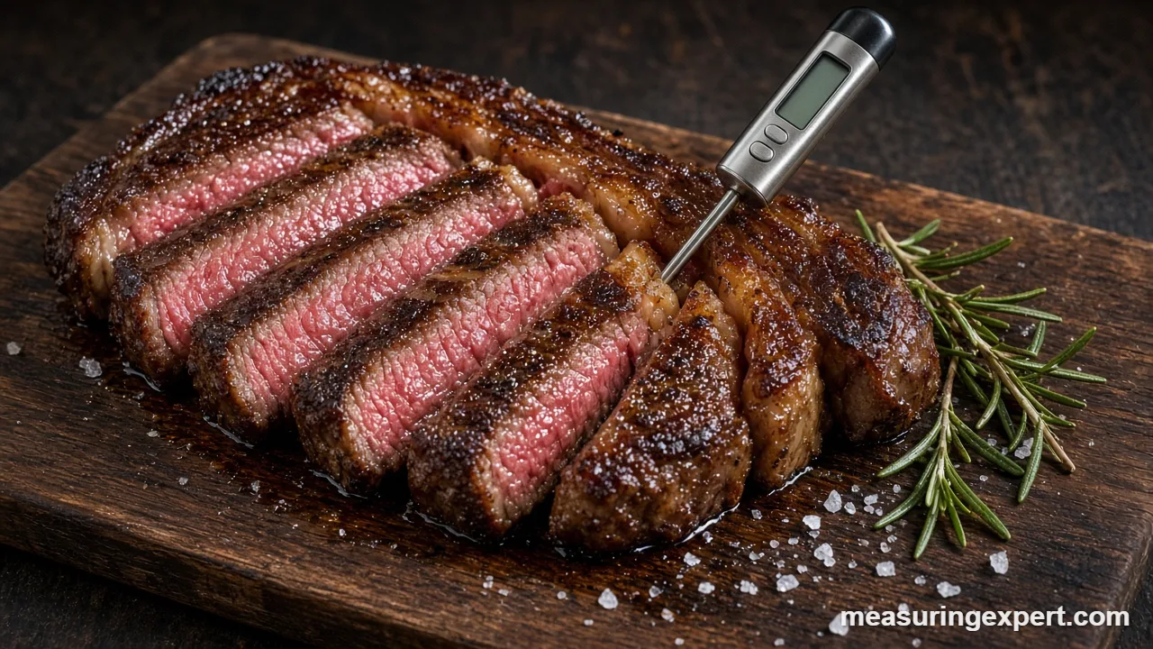 Meat thermometer probe in a resting pork roast