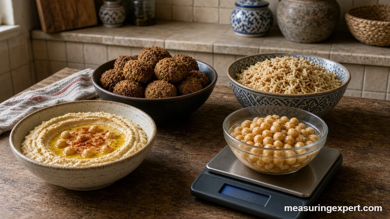 Rice pilaf and bulgur measured for Middle Eastern dishes