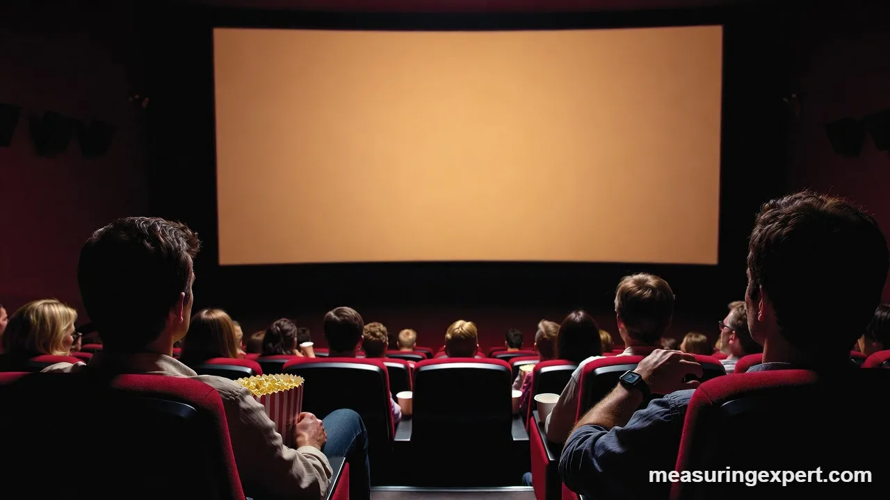 Glowing cinema screen during movie previews before the film