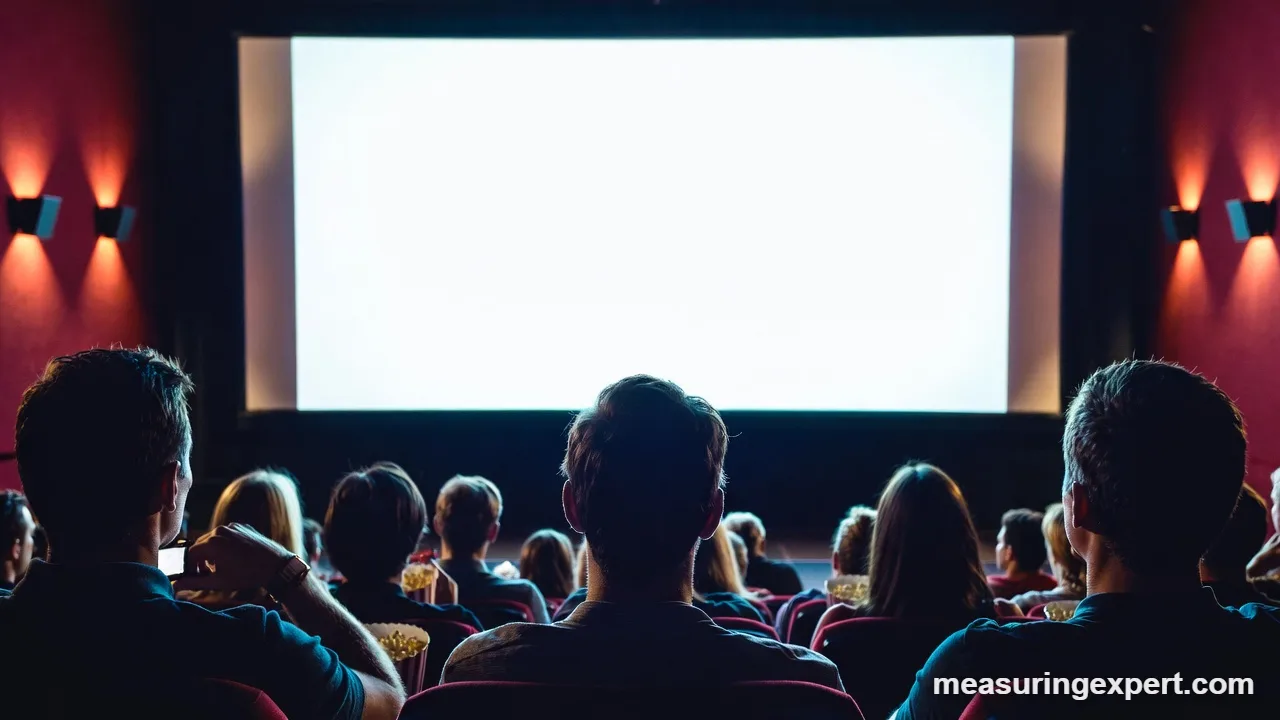 Theater audience waiting through movie previews before the film