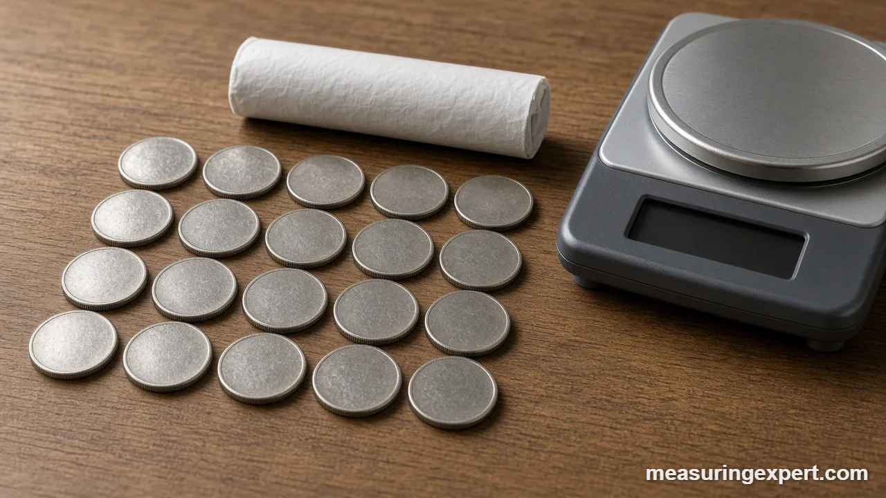 Counting nickels by weight on a scale