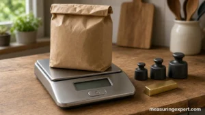 Kitchen scale weighing a kilo of flour to show how many ounces in a kilo