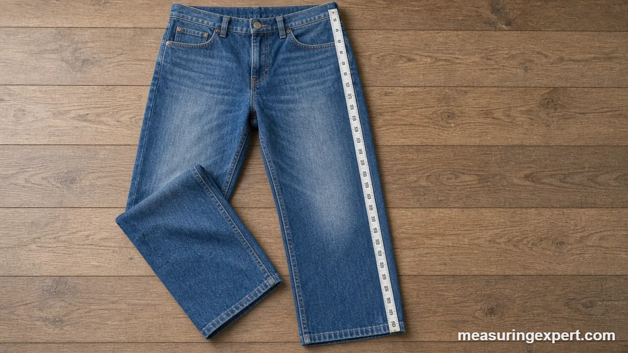 Taking an outseam measurement on pants