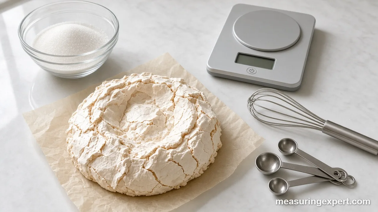 Pavlova ingredients weighed on a kitchen scale