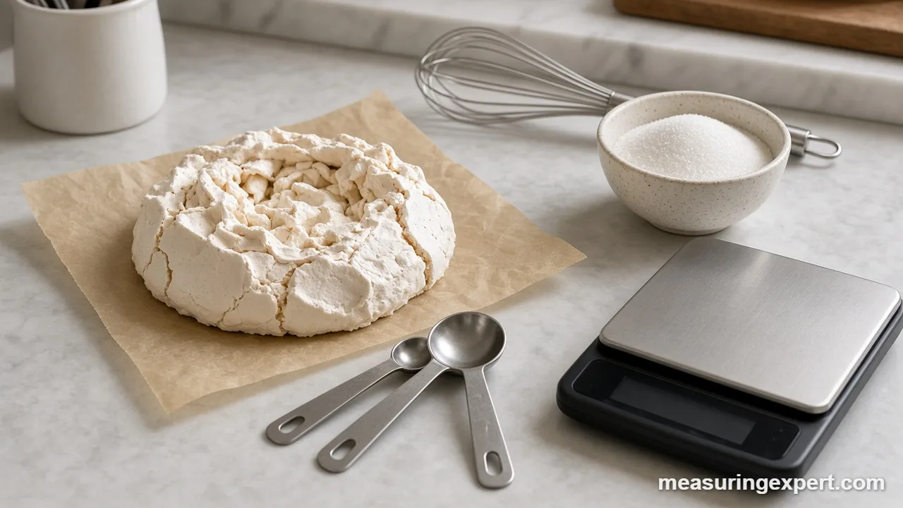 Pavlova ingredients and baking tools on a kitchen counter