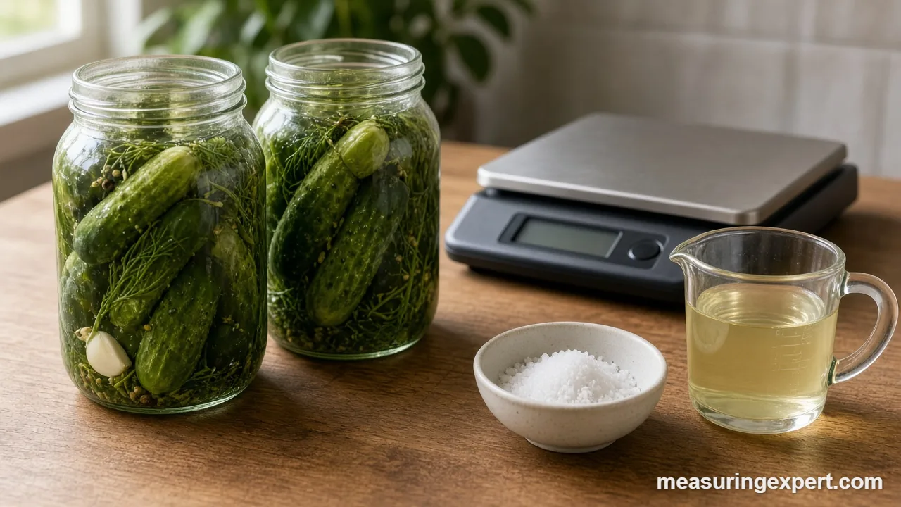 Measure ingredients for pickling: cucumbers weighed on a digital scale