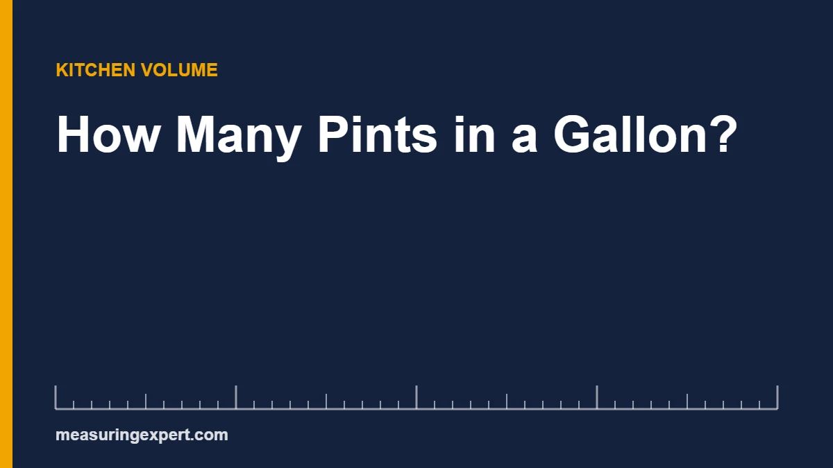 Chart showing there are 8 pints in a gallon, 4 quarts or 3.785 liters