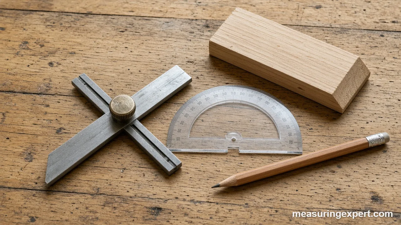 Protractor vs bevel gauge on a wooden workbench