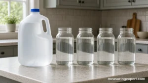 Quarts in a gallon: four quarts beside a gallon jug
