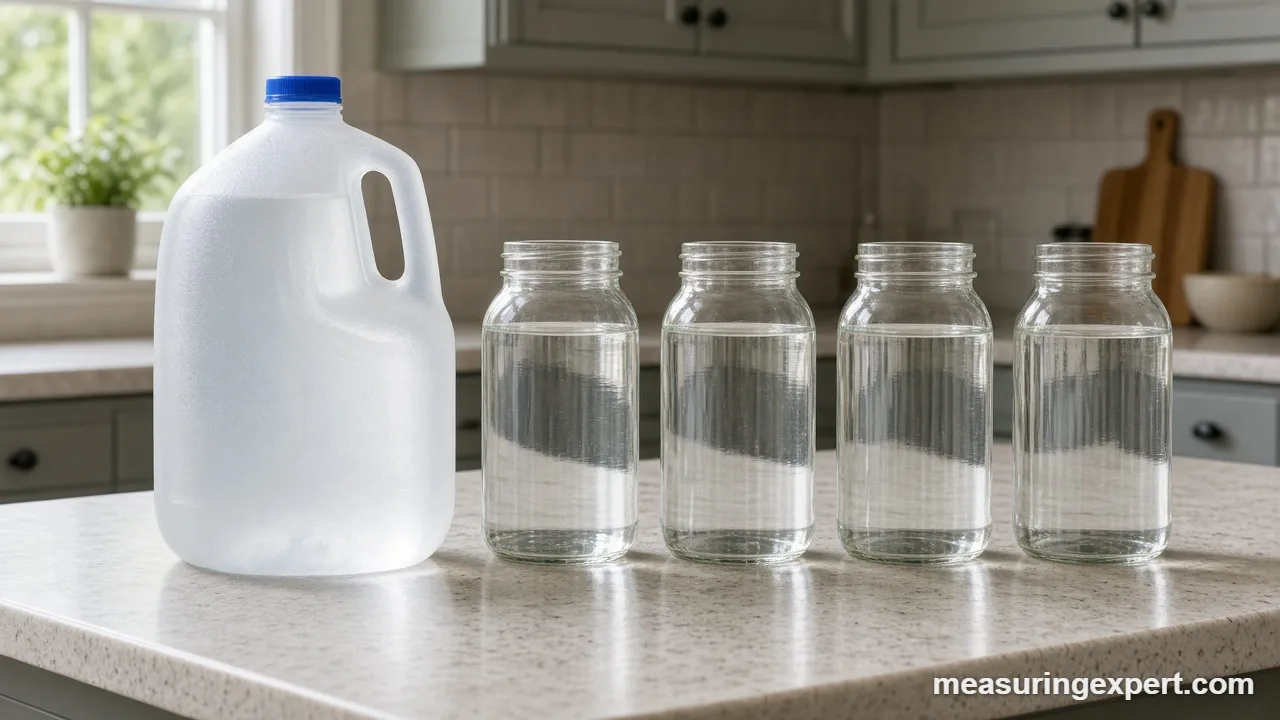 Quarts in a gallon: four quarts beside a gallon jug