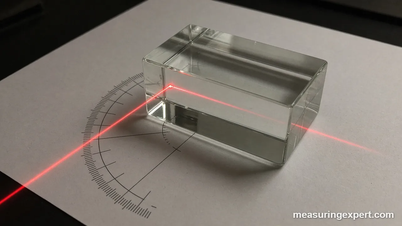 Measuring refractive index with a glass block
