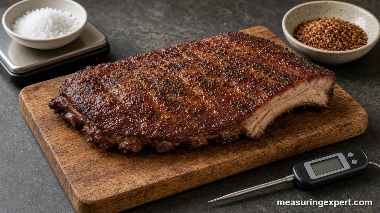 Checking smoking meat ingredients and temperatures with a probe thermometer