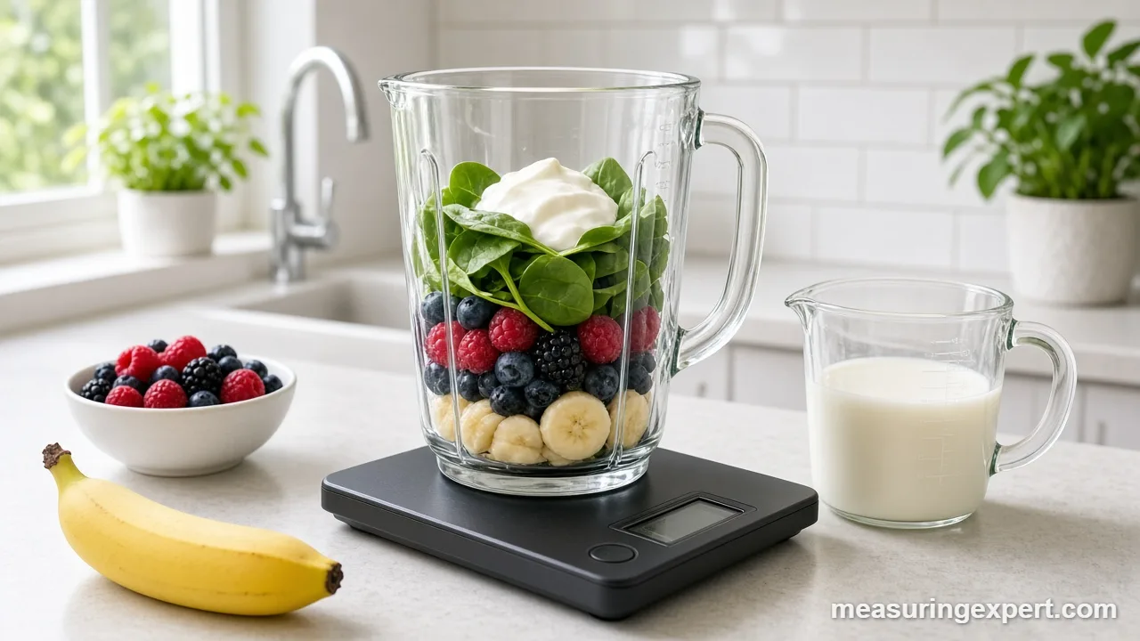Measuring smoothie ingredients step by step
