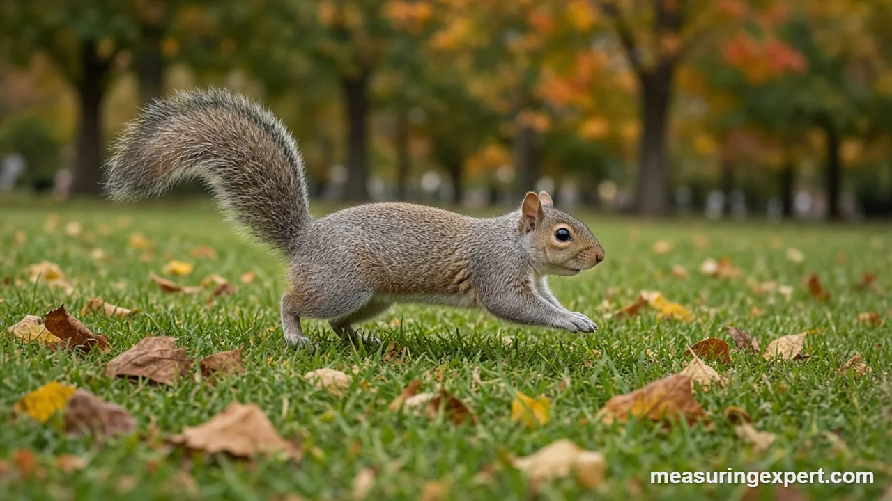 Squirrel speed while running across a lawn
