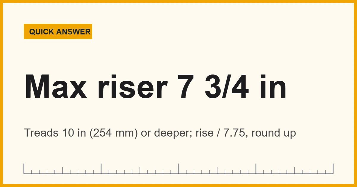 Stair dimensions example: 105 inch rise split into 14 risers of 7.5 inches