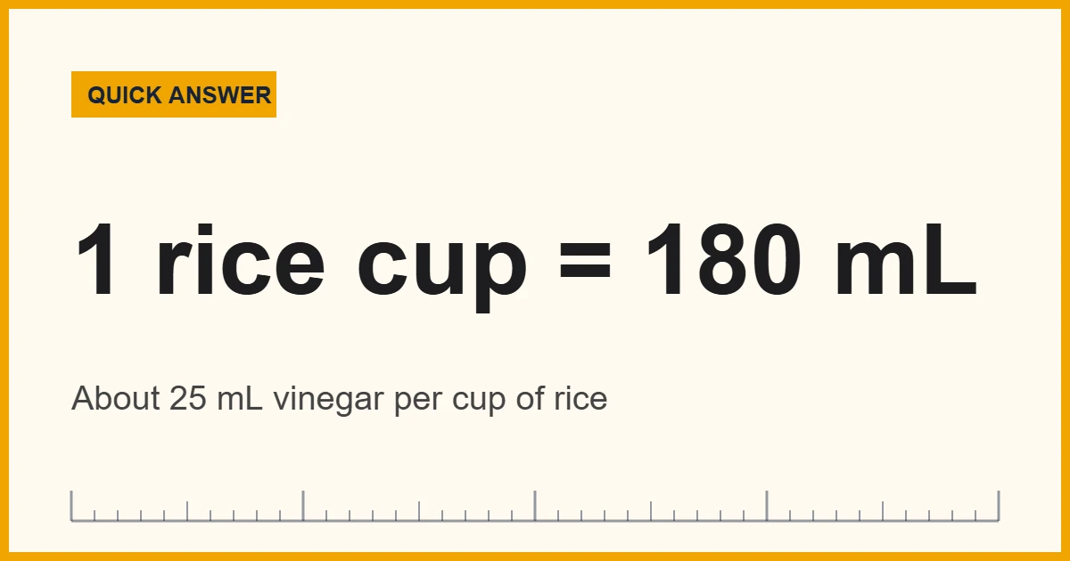 Sushi making measurements: a 180 mL rice cup holds about 0.76 US cup of uncooked rice