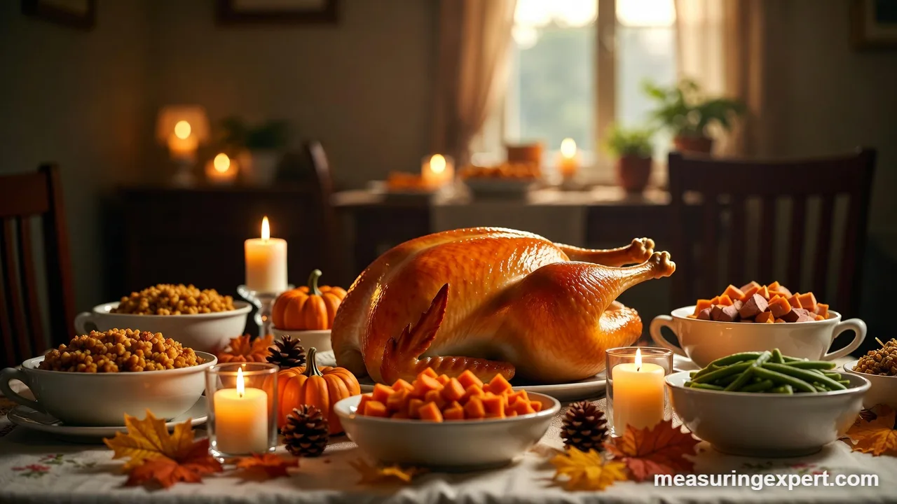 Autumn Thanksgiving table, days until Thanksgiving in the US vs Canada