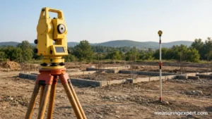Theodolite set up for angle measurement