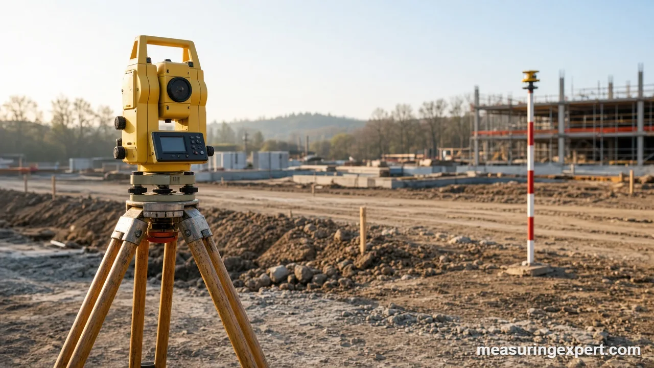 Measuring a horizontal angle with a theodolite