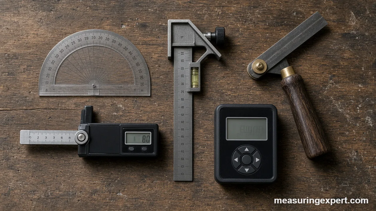 Tools for measuring angles on a workbench