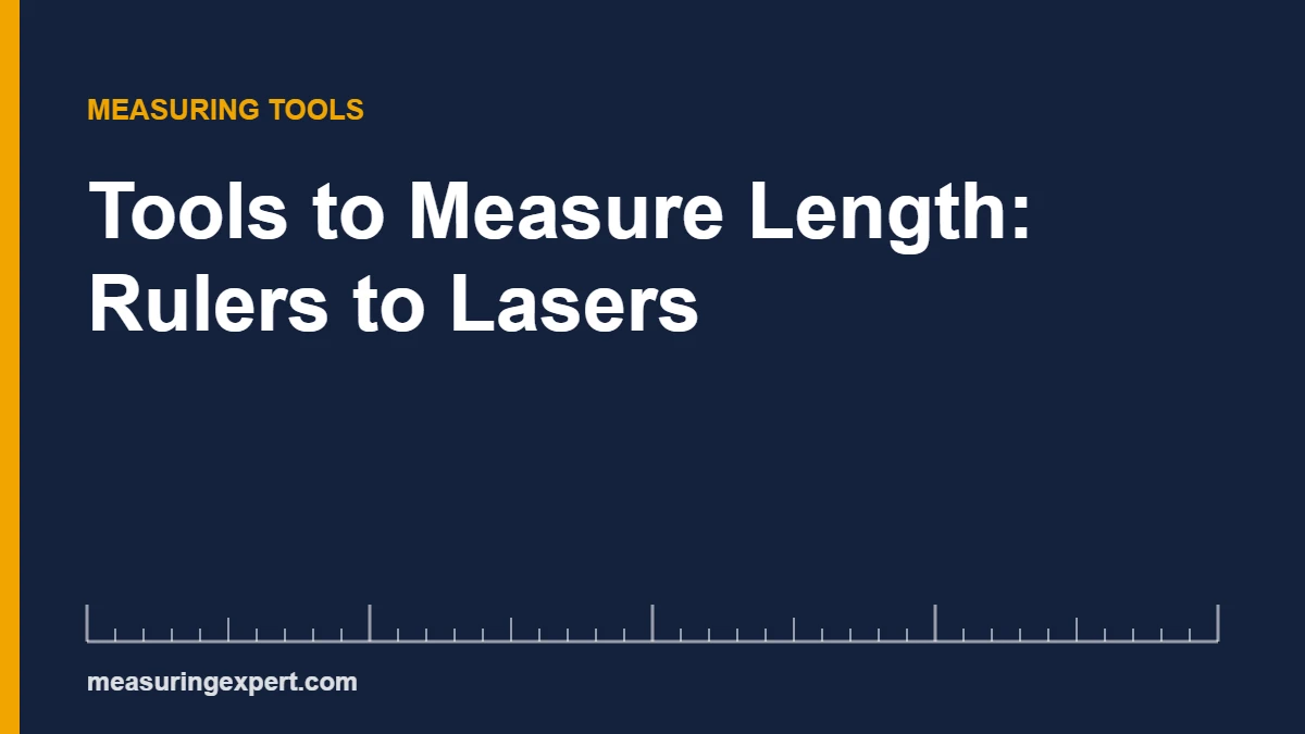 Chart of common tools to measure length, from rulers and tapes to calipers and micrometers