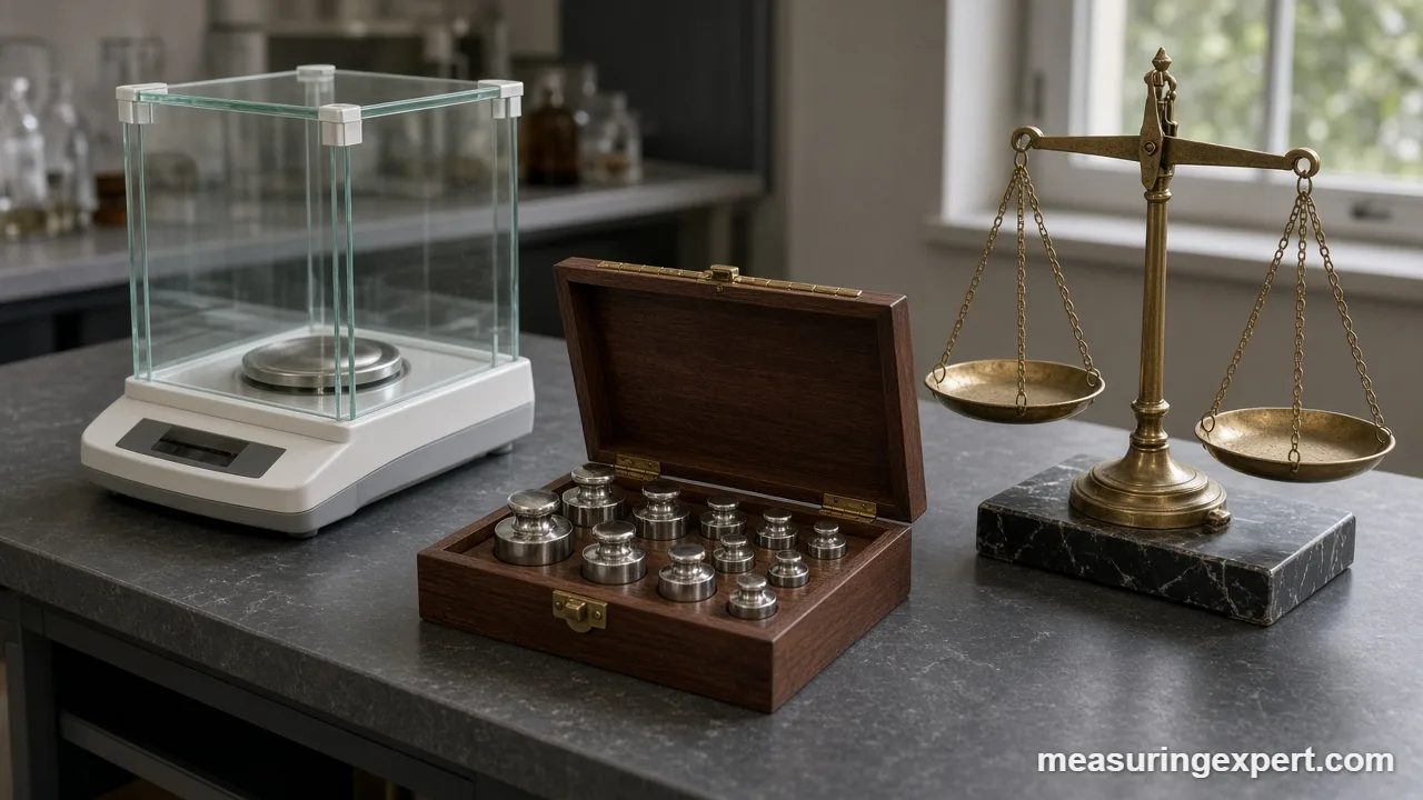 Digital analytical balance used to measure mass