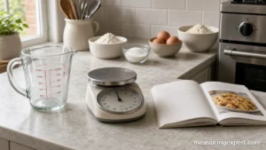 UK cooking measurements: pint jug and scales