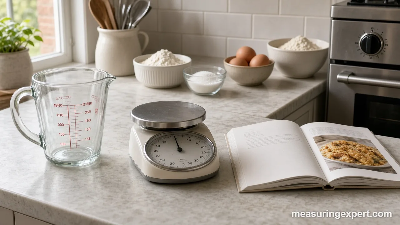 UK cooking measurements: pint jug and scales