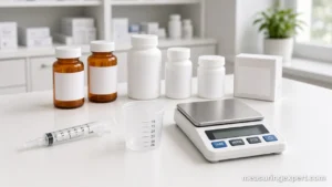 Units in pharmacy: mL oral syringe and dosing cup