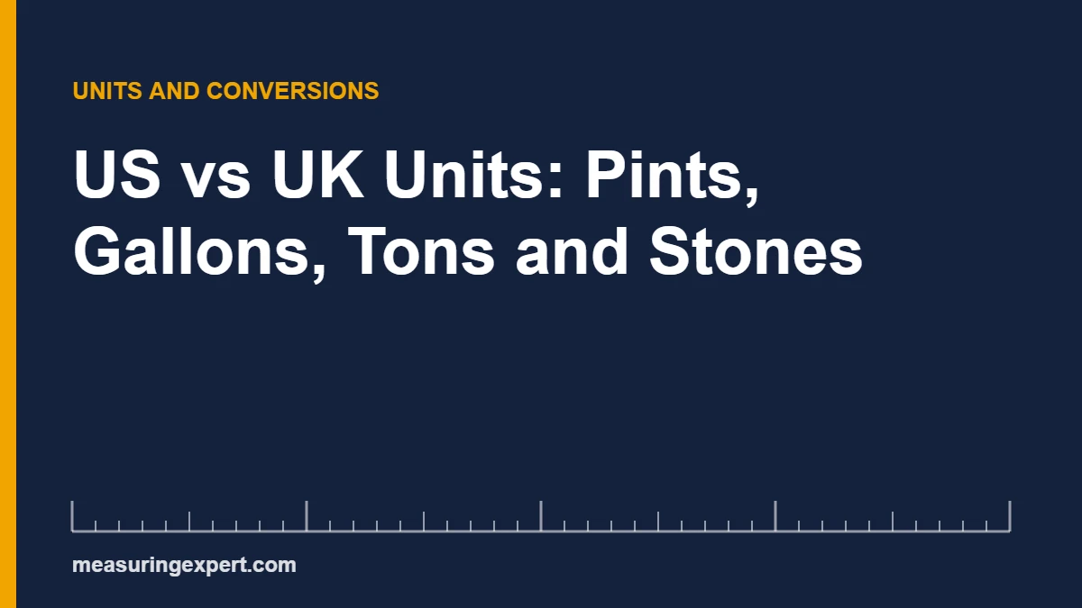 US vs UK units chart comparing UK and US pints, gallons and tons
