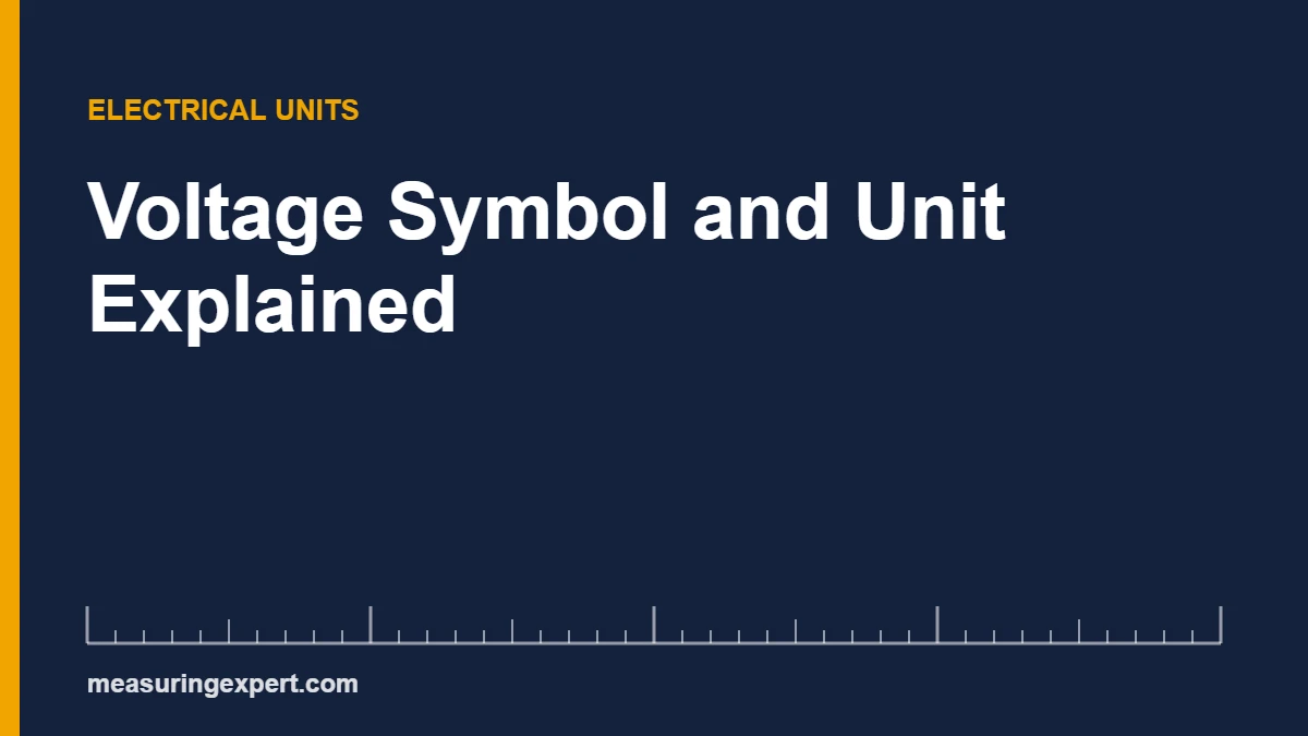 Voltage symbol and unit card: V for voltage, measured in volts (V)