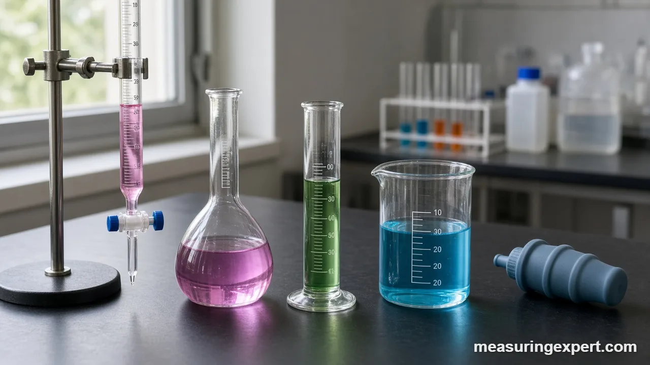 Measuring volume in chemistry with lab glassware