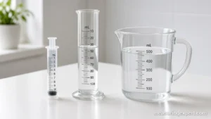 Measuring volume in mL with marked tools